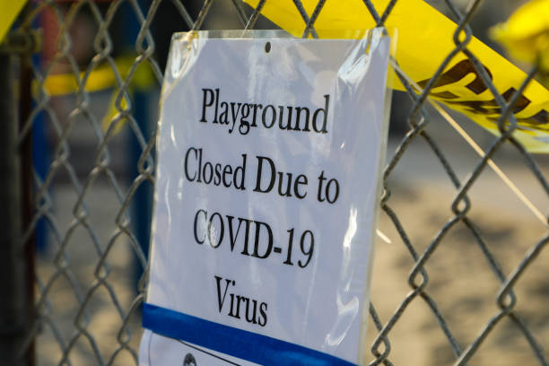 istock Playground closed due to COVID19 Sign 1215576737