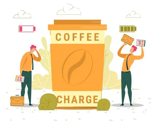 Vector illustration of Coffee Charge Abstract Flat Banner Vector Template