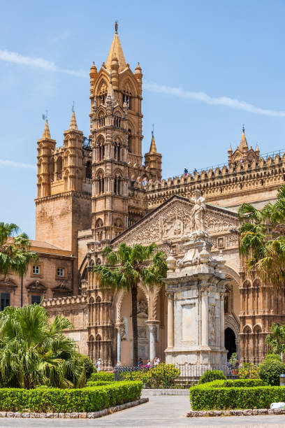 cathedral of palermo in sicily - religion christianity bell tower catholicism imagens e fotografias de stock