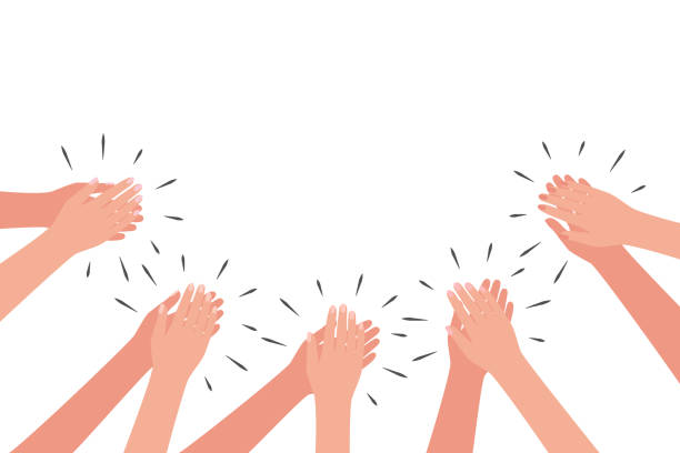 illustrations, cliparts, dessins animés et icônes de applaudissements d’un groupe de personnes. les mains applaudissent. félicitations, acclamations, thanksgiving, merci. vecteur - clapping applauding gratitude human hand