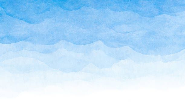藍色蔚藍綠松石抽象水彩背景紋理背景和網路橫幅設計 - 水彩背景 插圖 個照片及圖片檔