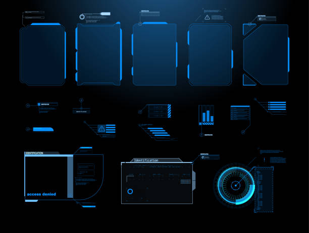 미래 벡터 hud 인터페이스 화면 디자인. 디지털 콜아웃 제목입니다. - heads up display stock illustrations