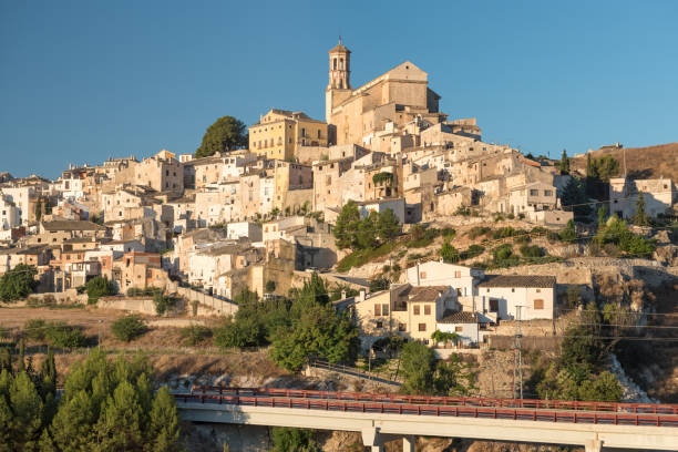 Cehegin, Murcia, Spain Early morning sunlight on the hillside town of Cehegin in the Murcia region of Spain Europe murcia stock pictures, royalty-free photos & images