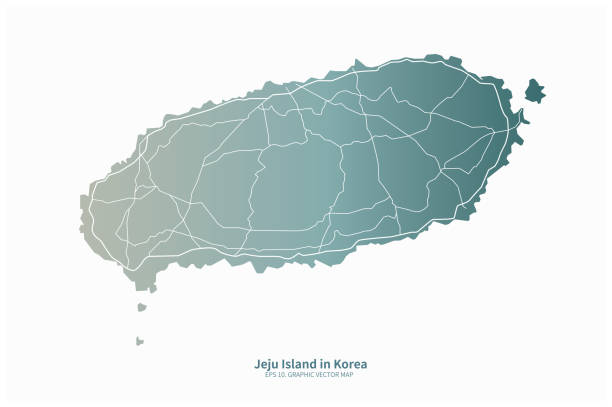 jeju island map. korea province vector map. jeju do map. jeju city stock illustrations