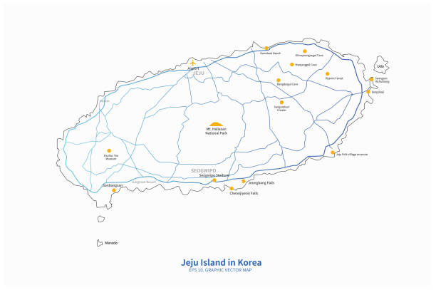 jeju island map. korea province vector map. jeju do map. jeju city stock illustrations