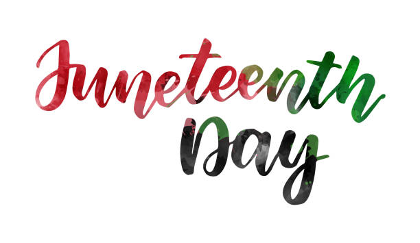 Juneteenth - watercolor lettering vector art illustration