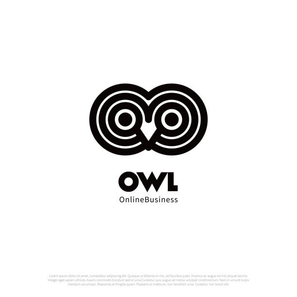 Owl logo and icon concept for internet online commerce and education. Linear style, pixel-aligned, Pixel Perfect Owl logo and icon concept for internet online commerce and education. Linear style, pixel-aligned, Pixel Perfect. owl stock illustrations