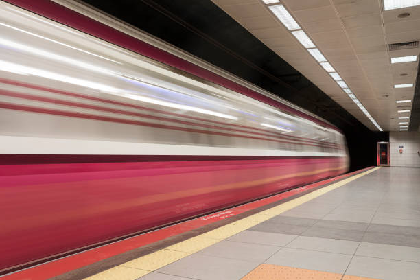 istock Metro train arriving the station 1215598996