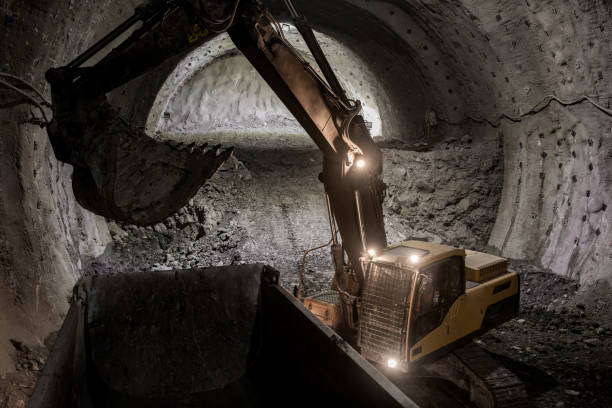 istock Excavator and truck for construction 1215599112