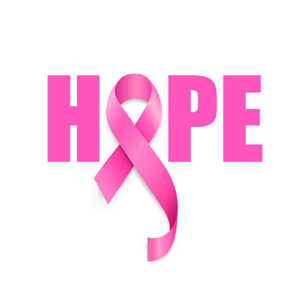 Hope lettering design with pink ribbon. Breast Cancer Awareness Month Campaign. For poster, banner and t-shirt. Vector Illustration isolated on white background. brest cancer hope stock illustrations