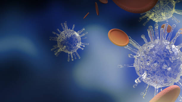 istock covid 19  virus 3d rendering blue tone  for medical content. 1215603074