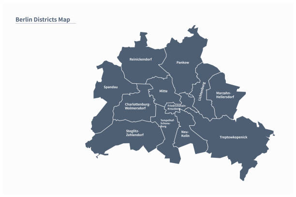 berlin, deutschland karte. vektorkarte von deutschland in europäischen ländern - west berlin stock-grafiken, -clipart, -cartoons und -symbole