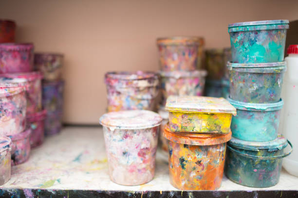 istock Silk screen printing. Serigraphy. Color paints and fabric. Plastisol paint. 1215606020