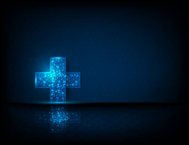 istock Blue background medical and healthcare symbols 1215606825