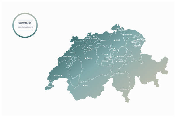 na mapie szwajcarii. szwajcaria wektorowa mapa w europie - zermatt stock illustrations