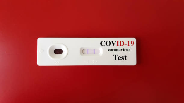 Positive COVID-19 rapid kit test with sample of blood testing for screening and diagnosis new coronavirus infection(novel corona virus disease 2019)from Wuhan on background.Pandemic infectious concept