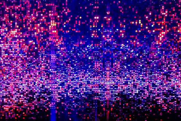istock Disco wall in purple pink blue neon dot lights 1215609960