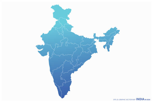 new delhi, mapa indii. mapy indii w kraju azji. - india capital cities new delhi map stock illustrations