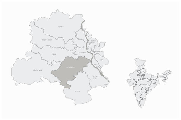 new delhi, mapa indii. mapy indii w kraju azji. - india capital cities new delhi map stock illustrations