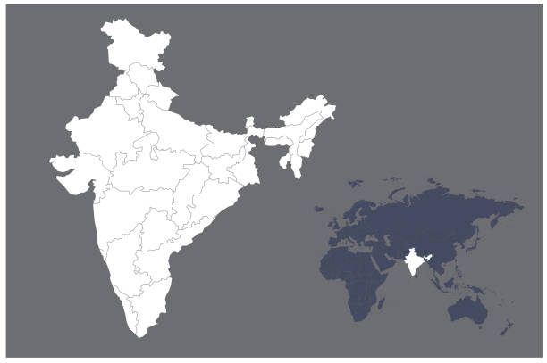 new delhi, mapa indii. mapy indii w kraju azji. - india capital cities new delhi map stock illustrations