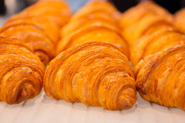 istock Close up resh homemade croissants on table and selective focus. 1215615109