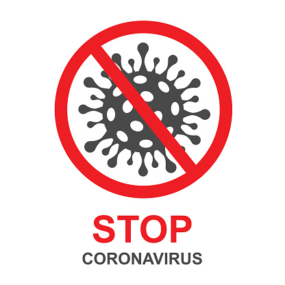 Virus Stop Symbol. Virus protection. Antibacterial and antiviral defence. Stop coronavirus 2019-nCoV sign. Coronavirus COVID-19 icon.