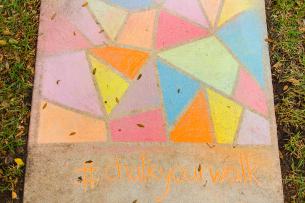 istock Covid-19 Inspirational Sidewalk Chalk Art 1215617613