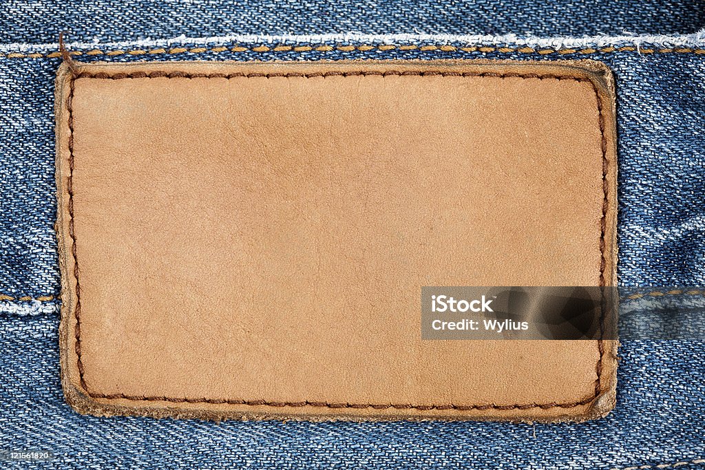 Rótulo em branco jeans de couro - Royalty-free Algodão Foto de stock