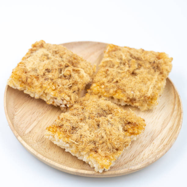 istock Thai Food and Thai Dessert ,Crispy Rice Cracker with dried shredded pork 1215620124