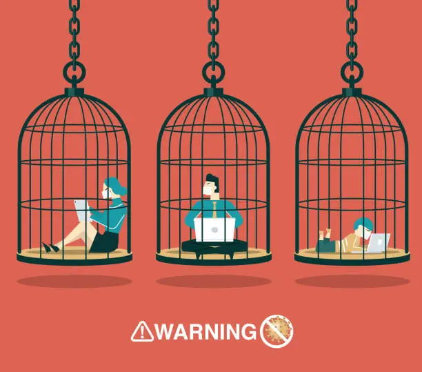 Vector illustration of Quarantine - Cage