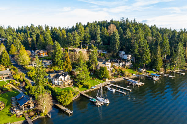 Beaux Arts Village Neighborhood in Bellevue stock photo