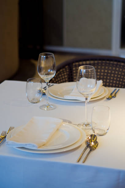 istock empty glasses wine in restaurant, glass water, campaign glass 1215624974