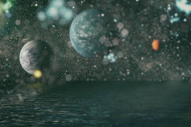 istock planet in space reflected in water. Beautiful unusual space , Planet and Galaxy - Elements of this Image Furnished by NASA , 1215625144