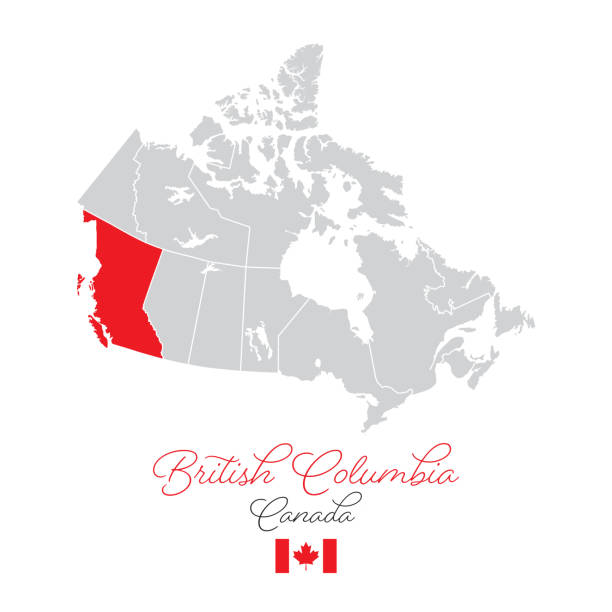 British Columbia in Canada Vector Map Illustration vector art illustration