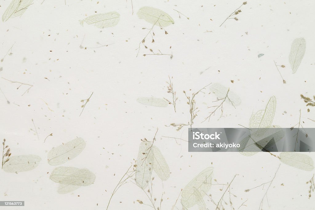 Handmade paper with leaves and stems embedded Japanese handmade paper, texture background Handmade Paper Stock Photo