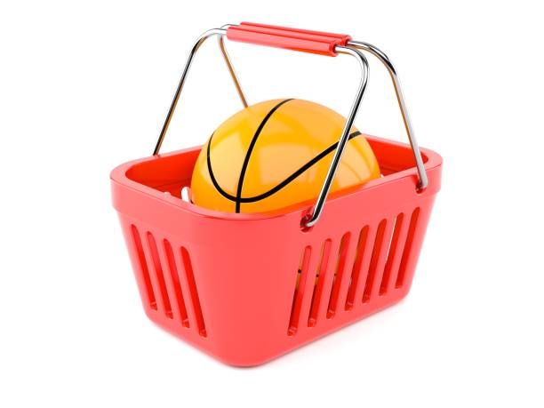 Basketball ball inside shopping basket