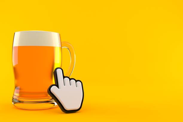 istock Glass of beer with web cursor 1215638368