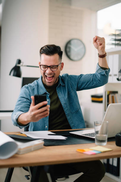 istock Businessman celebrating. 1215640778
