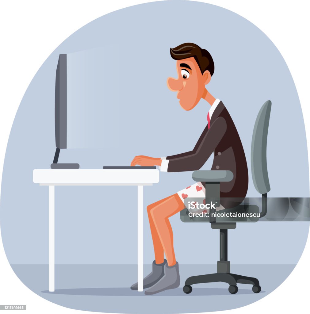 Funny Business Man Working From Home Vector Cartoon Stock ...