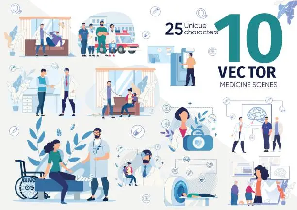 Vector illustration of Medical Professionals Counseling Patients Vectors