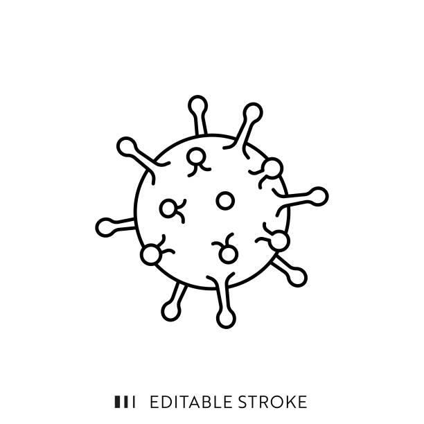 ikona linii wirusa z edytowalnym obrysem i pixelem perfect. - flu bug stock illustrations