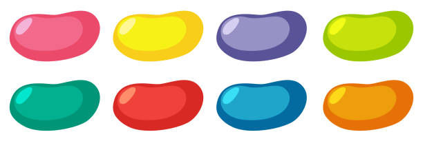 Set of different colors jelly beans on white background Set of different colors jelly beans on white background illustration jellybean stock illustrations