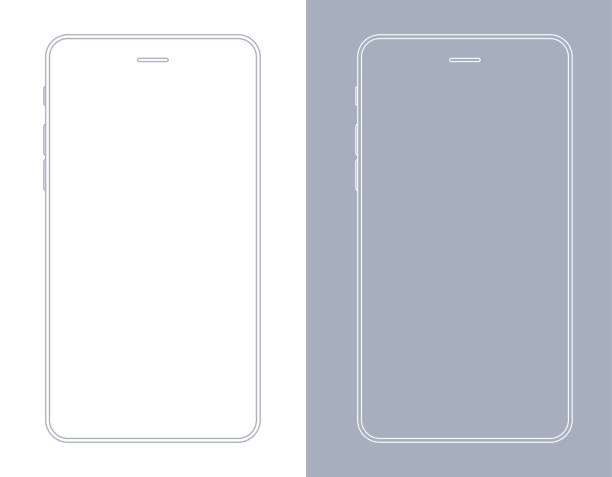 ilustrações, clipart, desenhos animados e ícones de smartphone, celular em cinza e branco cor wireframe - cellular material