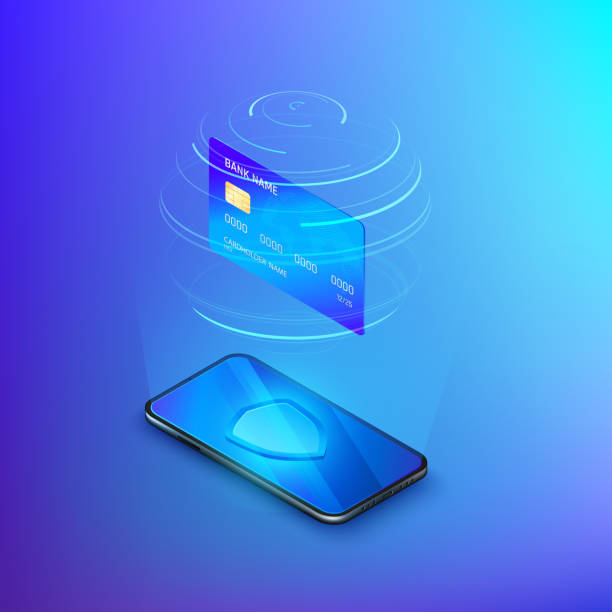 istock Banking online service. Money transfer or internet shopping concept. Credit card above mobile phone with shield on screen. Security and protection online payment. Vector isometric banner 1215654061