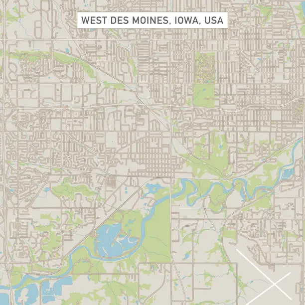 Vector illustration of West Des Moines Iowa US City Street Map