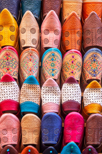 istock Traditional leather footwear in Fez, Morocco 1215659657