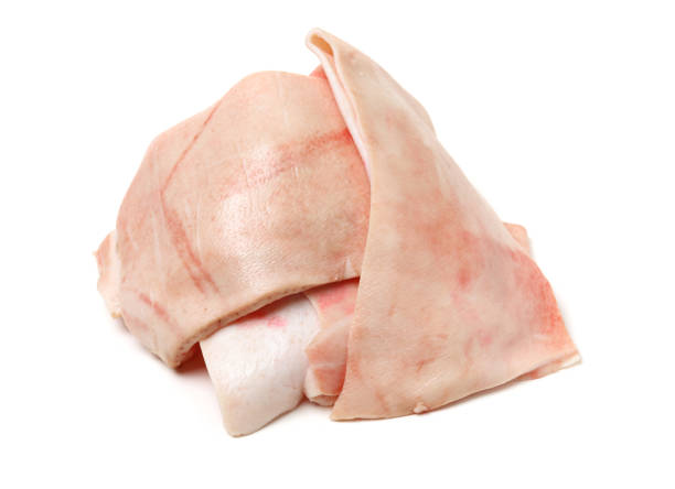 istock Raw pork skin on white background 1215659845