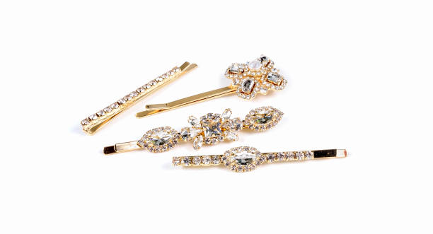 istock Pin set Beautiful accessories hair on white background. 1215660016