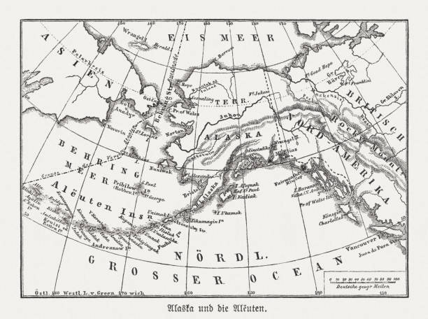 istock Alaska and the Aleutian Islands, wood engraving, published in 1893 1215660187