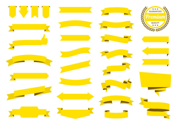 istock Set of Yellow Ribbons, Banners, badges, Labels - Design Elements on white background 1215662074